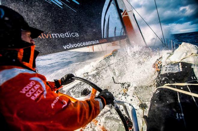 Onboard Team Alvimedica - Dave Swete blasts his way east towards Cape Horn with some picturesque downwind sailing conditions in the Southern Ocean - Leg five to Itajai -  Volvo Ocean Race 2015 ©  Amory Ross / Team Alvimedica